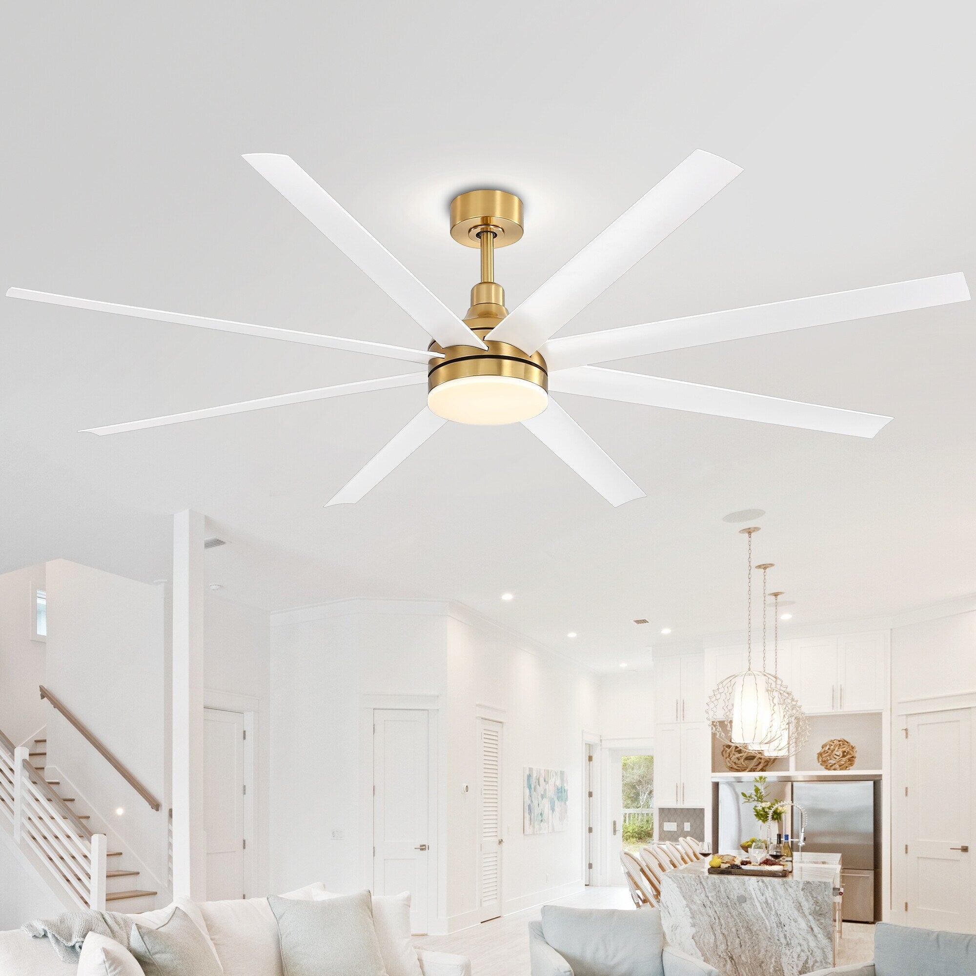 Grand ventilateur de plafond de 72 pouces avec télécommande et éclairage LED - 8 pales
