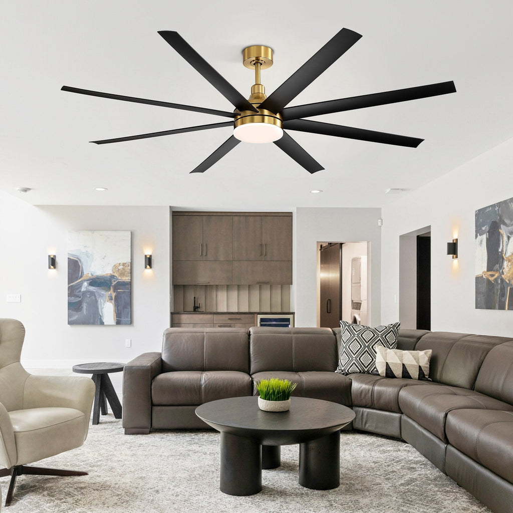 Grand ventilateur de plafond de 72 pouces avec télécommande et éclairage LED - 8 pales
