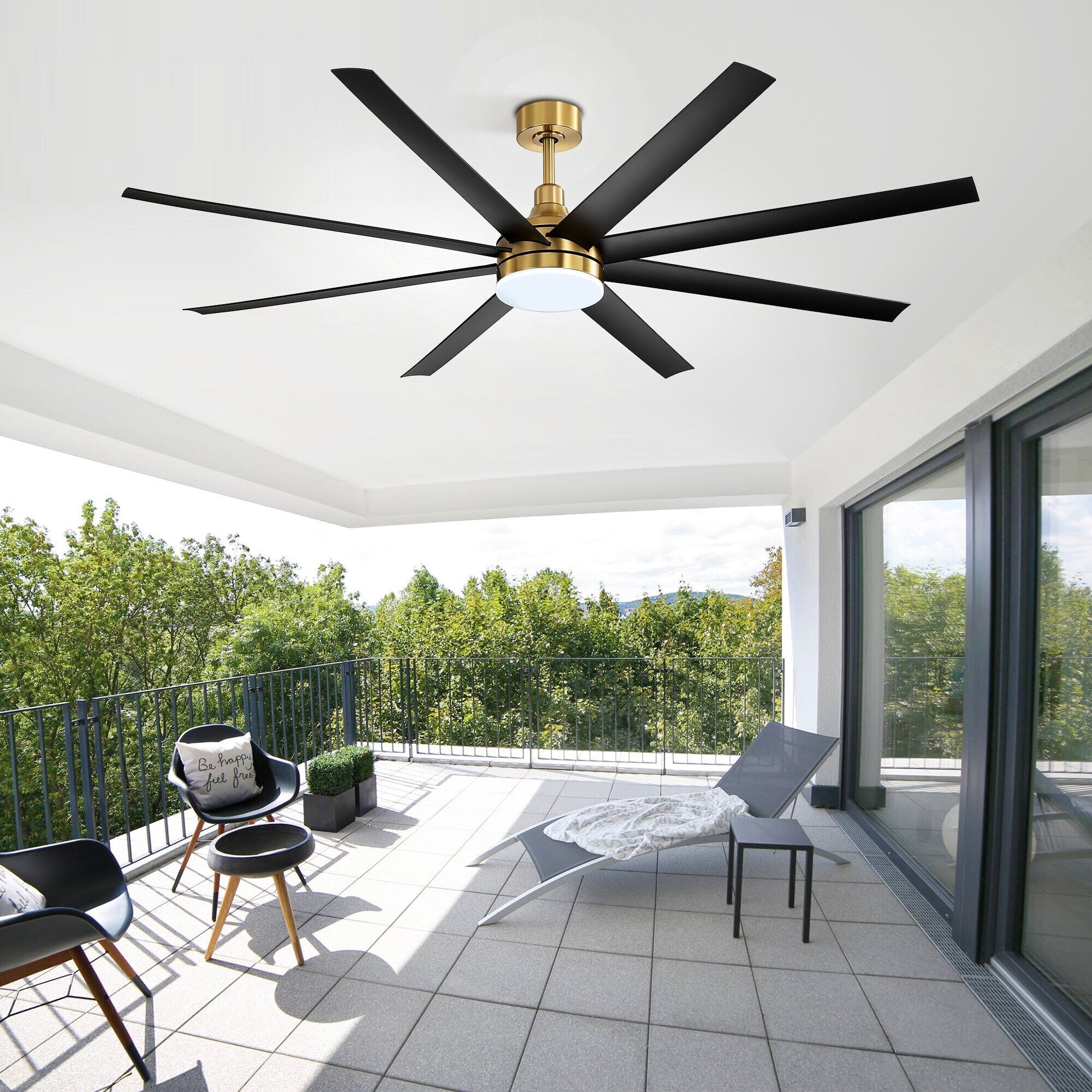 Grand ventilateur de plafond de 72 pouces avec télécommande et éclairage LED - 8 pales