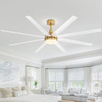 Grand ventilateur de plafond de 72 pouces avec télécommande et éclairage LED - 8 pales