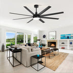 Grand ventilateur de plafond de 72 pouces avec télécommande et éclairage LED - 8 pales
