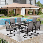 Ensemble de salle à manger de patio 8 pièces MAISON ARTS avec parasol de patio de 13 pieds
