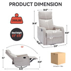 Fauteuil inclinable manuel à 8 points de massage, fauteuil à bascule pivotant en tissu, fauteuil simple avec bascule et chauffage lombaire