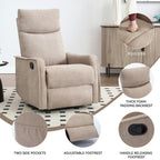 Fauteuil inclinable manuel à 8 points de massage, fauteuil à bascule pivotant en tissu, fauteuil simple avec bascule et chauffage lombaire
