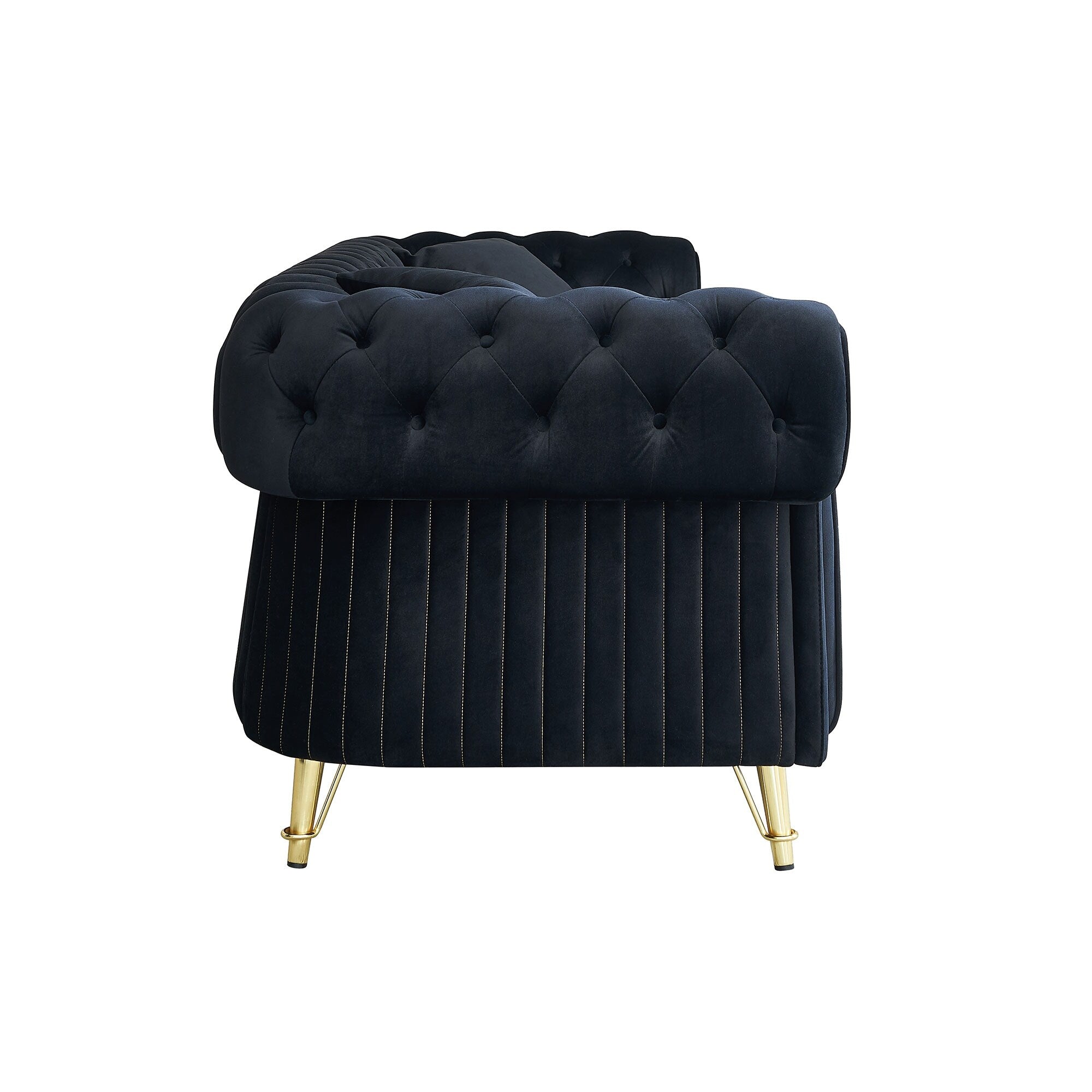 Canapé 3 places en velours 89 avec deux coussins d'assise et deux coussins décoratifs
