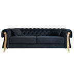 Canapé 3 places en velours 89 avec deux coussins d'assise et deux coussins décoratifs