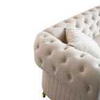 Canapé 3 places en velours 89 avec deux coussins d'assise et deux coussins décoratifs