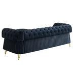 Canapé 3 places en velours 89 avec deux coussins d'assise et deux coussins décoratifs