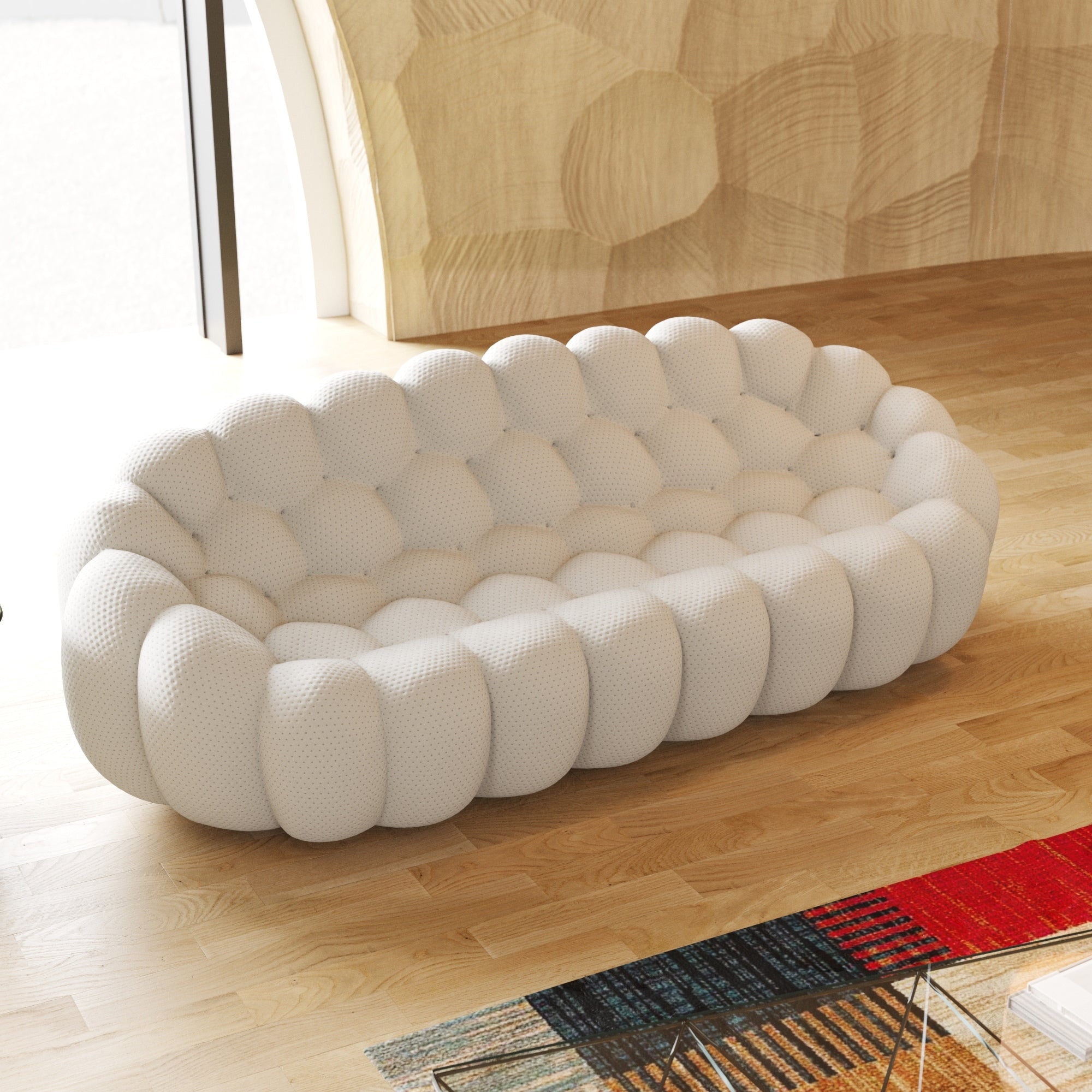 Canapé à bulles moderne 98,43 pouces en forme de nid d'abeille 3D