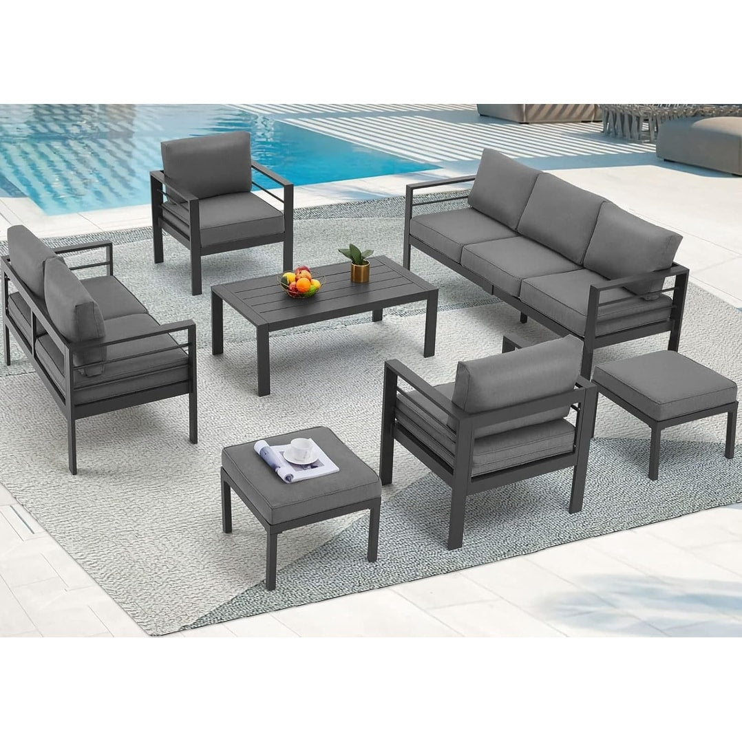 Ensemble de meubles de patio en aluminium AECOJOY 7 pièces Ensemble de conversation d'extérieur