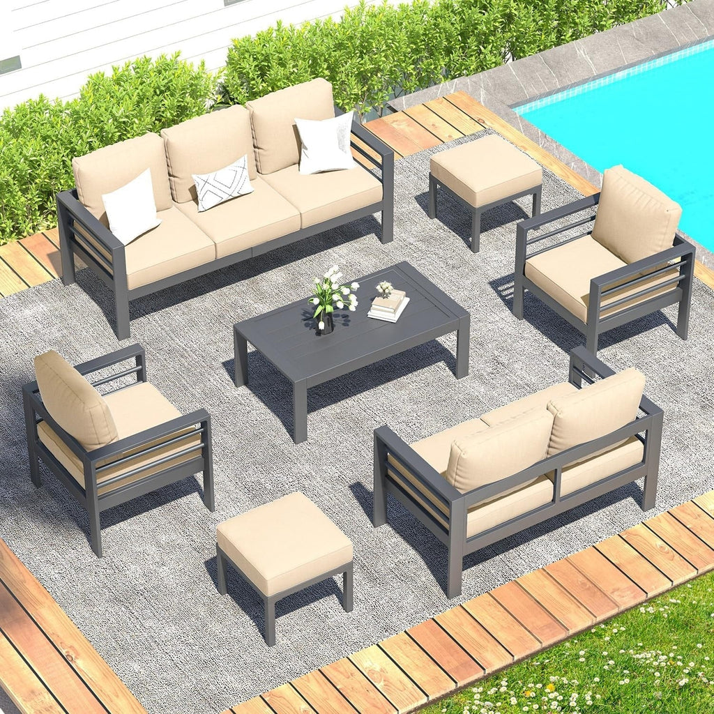 Ensemble de meubles de patio en aluminium AECOJOY 7 pièces Ensemble de conversation d'extérieur