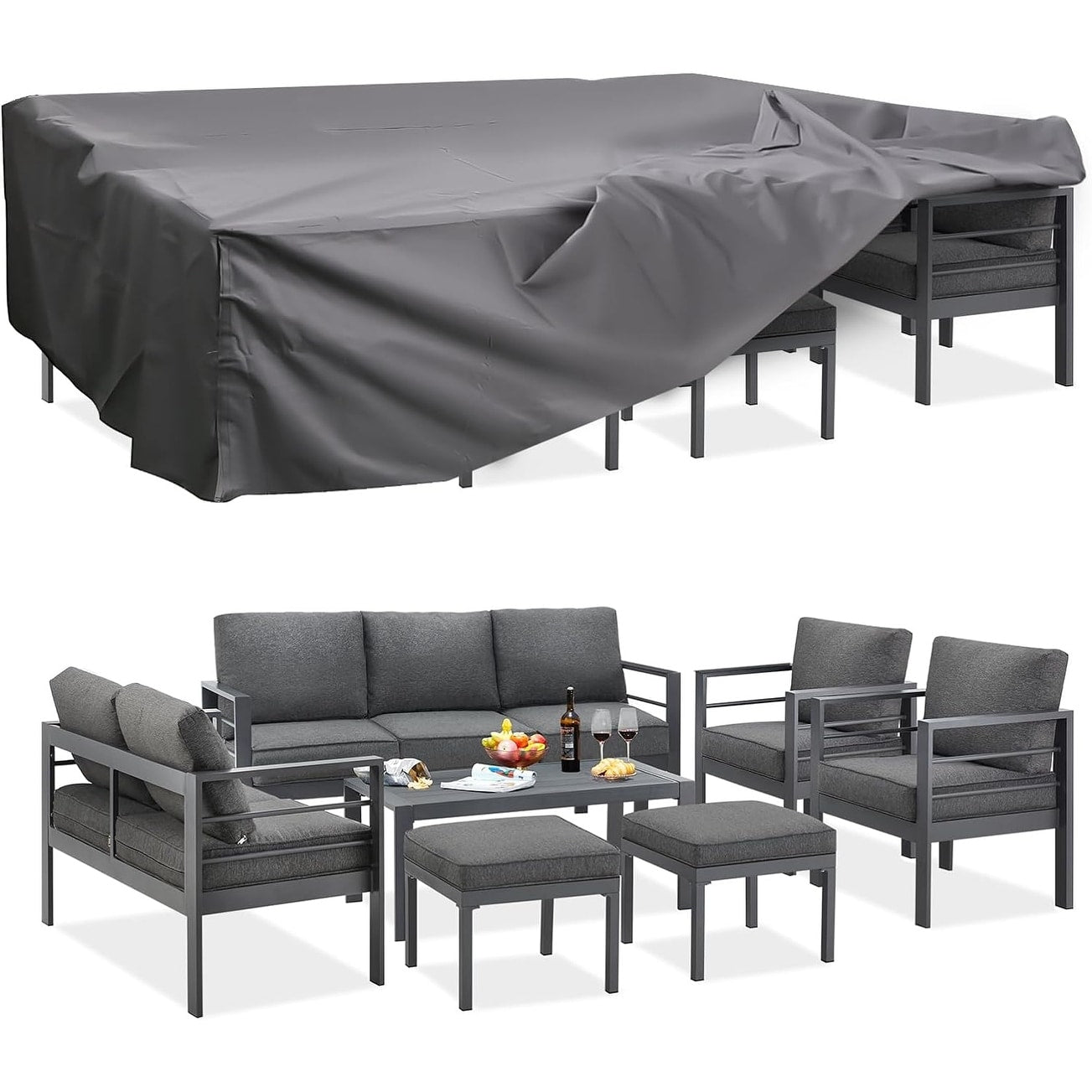Ensemble de meubles de patio en aluminium AECOJOY 7 pièces Ensemble de conversation d'extérieur