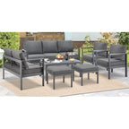 Ensemble de meubles de patio en aluminium AECOJOY 7 pièces Ensemble de conversation d'extérieur
