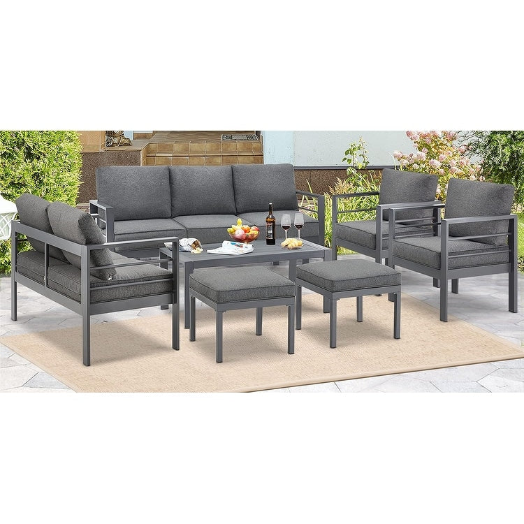 Ensemble de meubles de patio en aluminium AECOJOY 7 pièces Ensemble de conversation d'extérieur