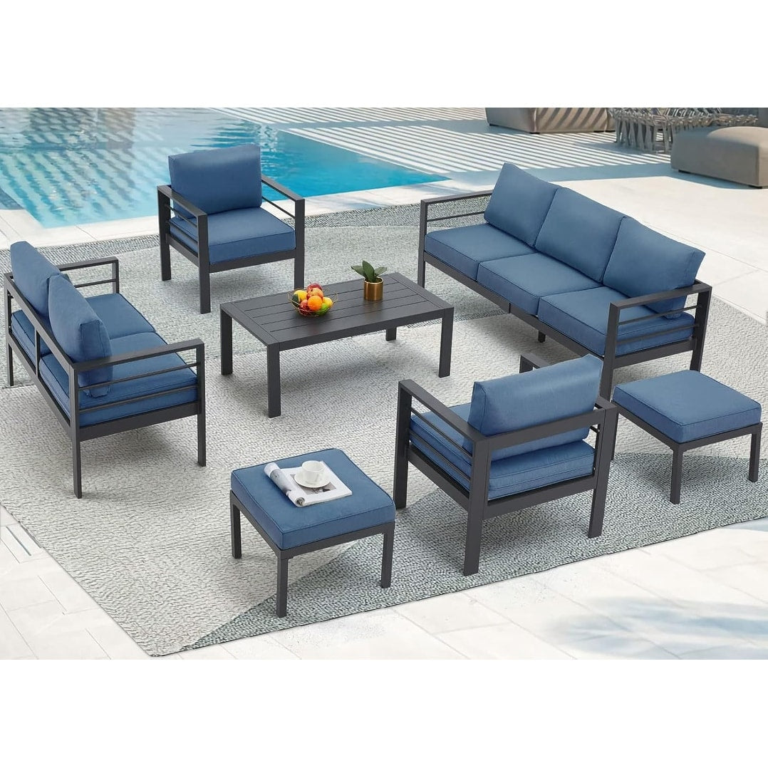Ensemble de meubles de patio en aluminium AECOJOY 7 pièces Ensemble de conversation d'extérieur