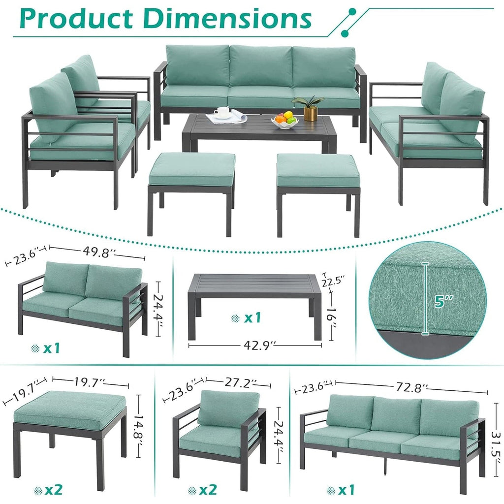 Ensemble de meubles de patio en aluminium AECOJOY 7 pièces Ensemble de conversation d'extérieur