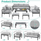 Ensemble de meubles de patio en aluminium AECOJOY 7 pièces Ensemble de conversation d'extérieur