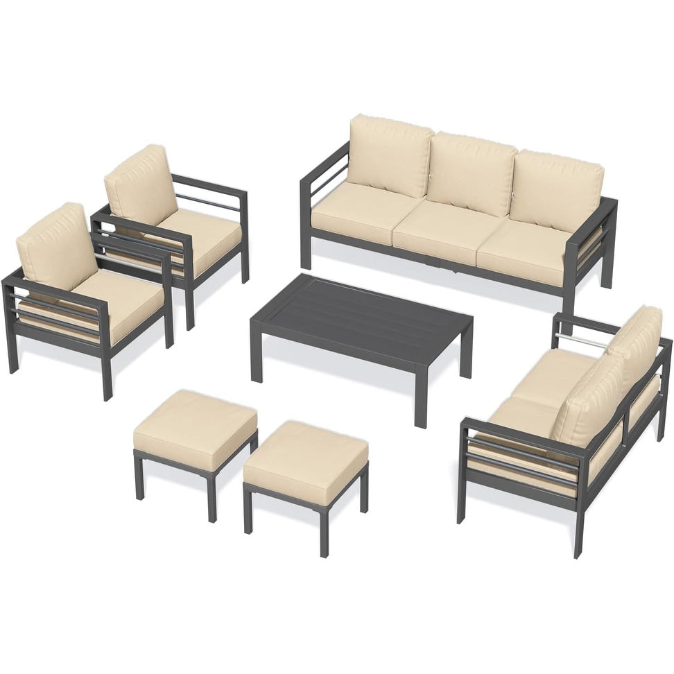 Ensemble de meubles de patio en aluminium AECOJOY 7 pièces Ensemble de conversation d'extérieur