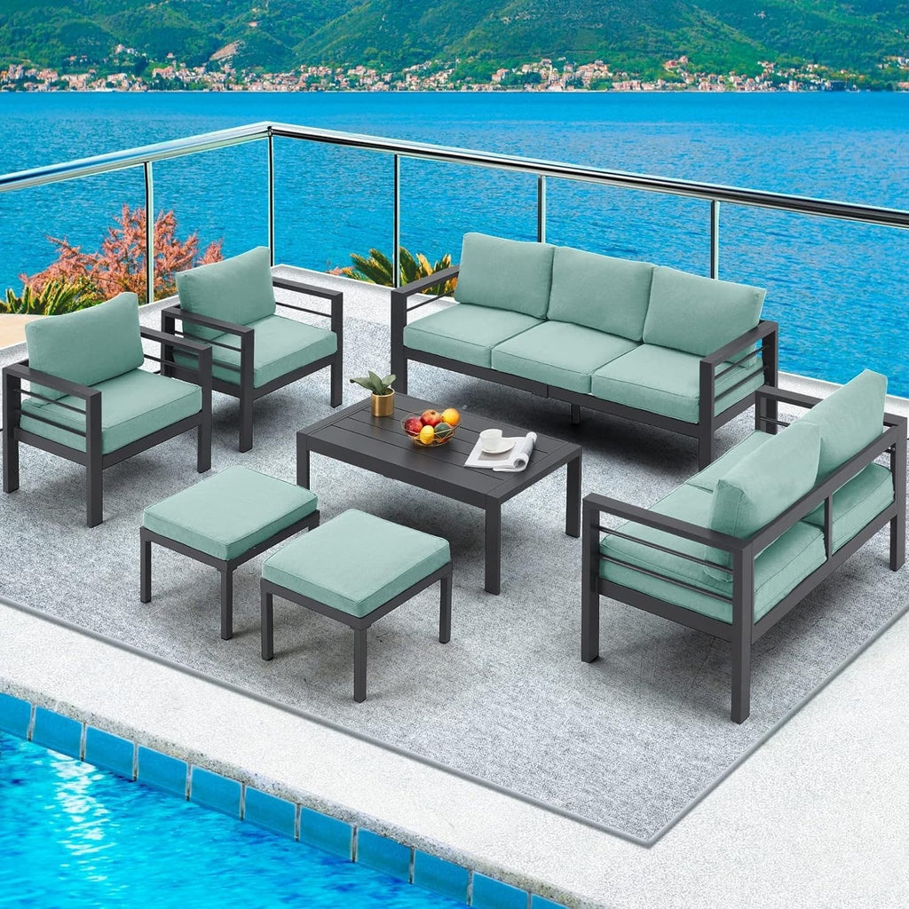 Ensemble de meubles de patio en aluminium AECOJOY 7 pièces Ensemble de conversation d'extérieur