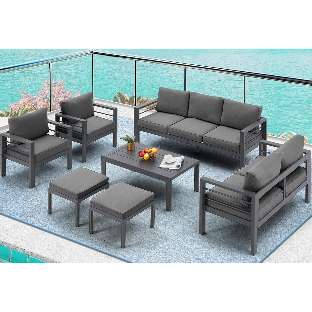 Ensemble de meubles de patio en aluminium AECOJOY 7 pièces Ensemble de conversation d'extérieur