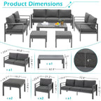 Ensemble de meubles de patio en aluminium AECOJOY 7 pièces Ensemble de conversation d'extérieur