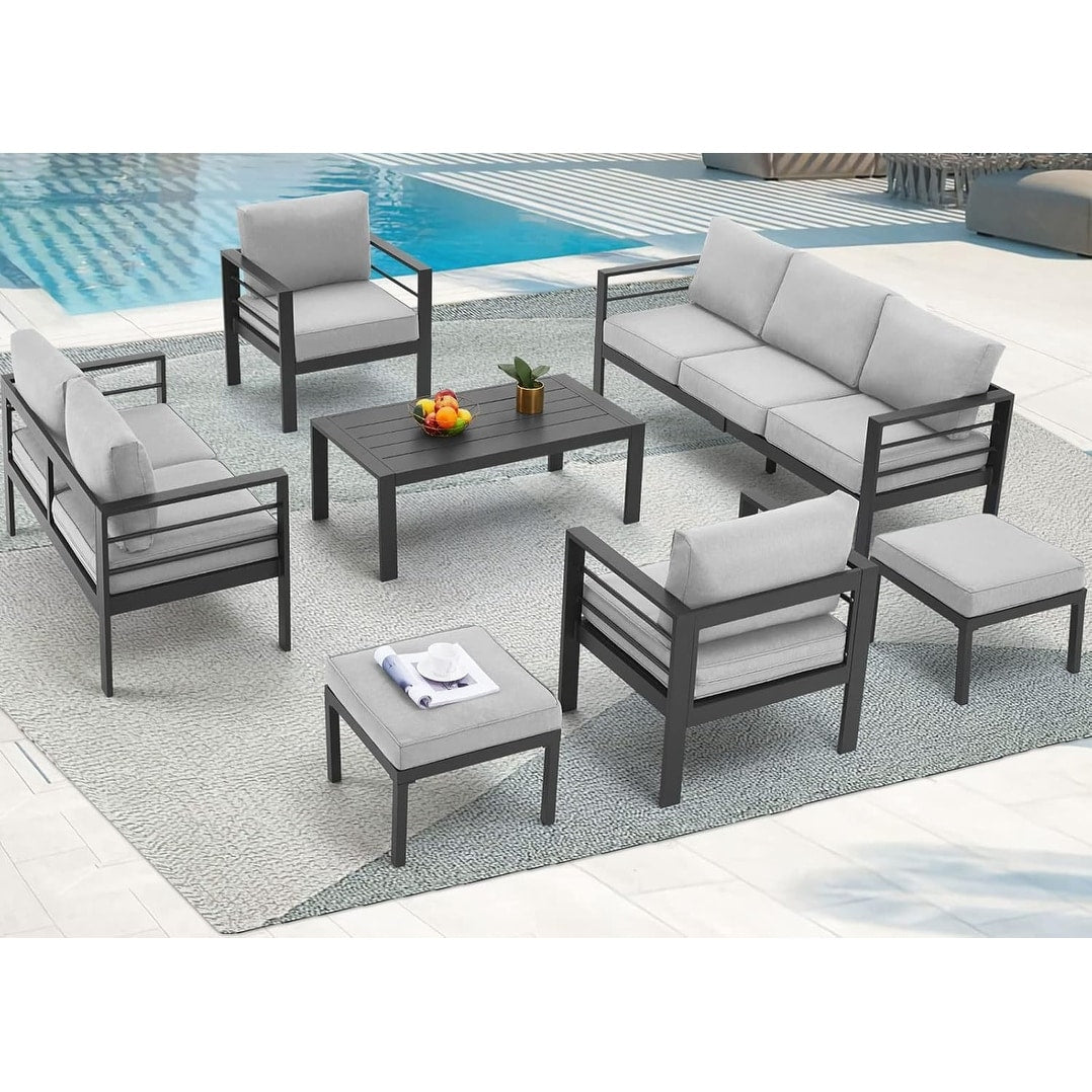 Ensemble de meubles de patio en aluminium AECOJOY 7 pièces Ensemble de conversation d'extérieur