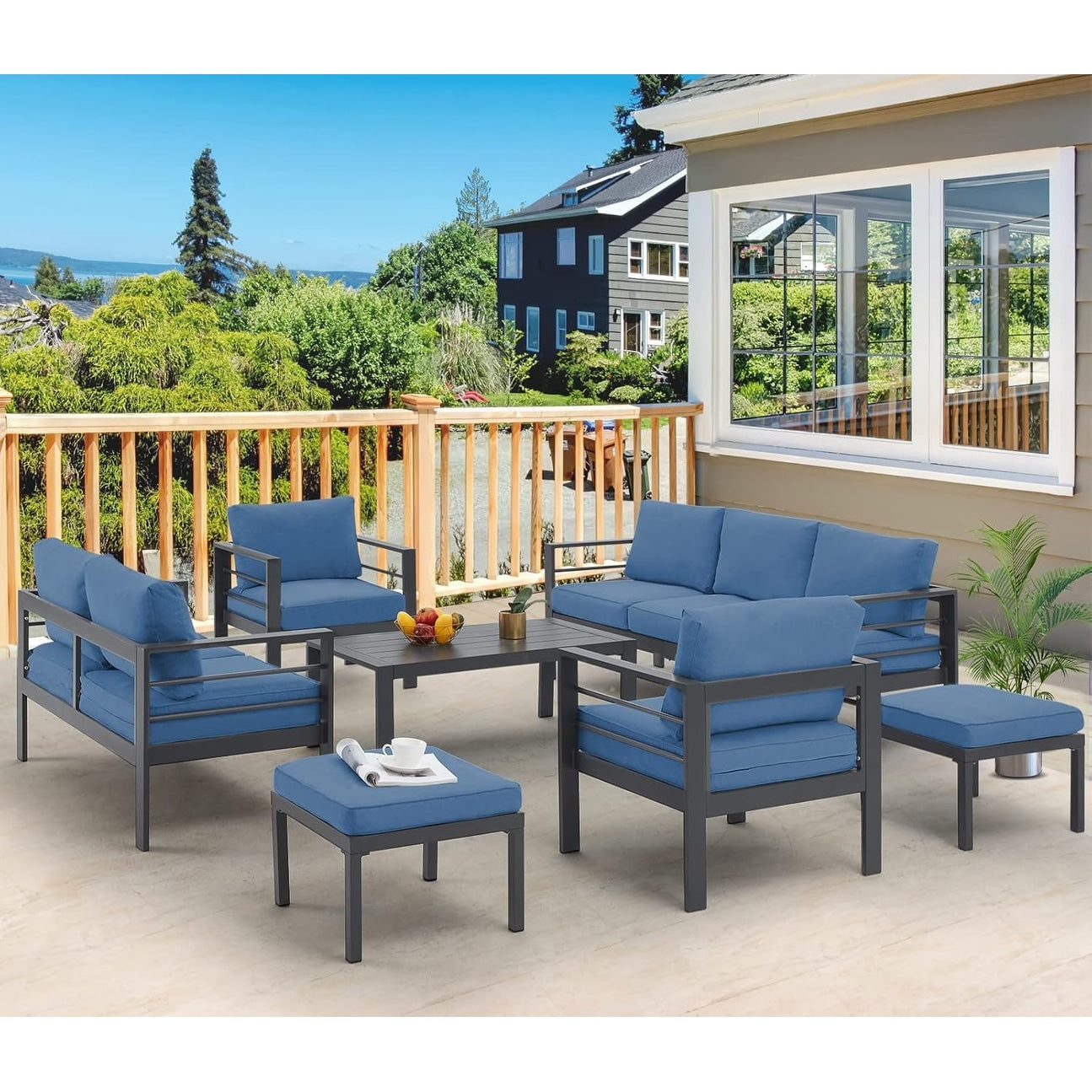 Ensemble de meubles de patio en aluminium AECOJOY 7 pièces Ensemble de conversation d'extérieur