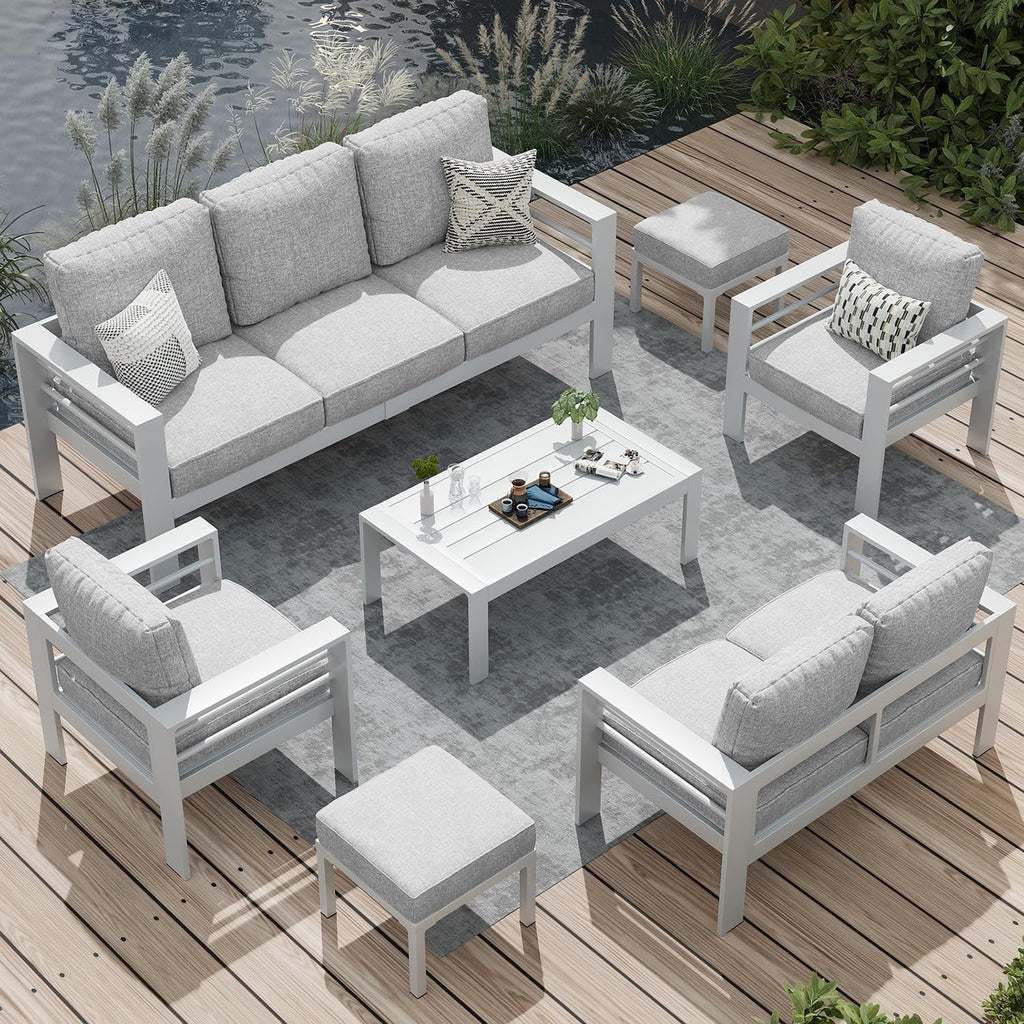 Ensemble de meubles de patio en aluminium AECOJOY 7 pièces Ensemble de conversation d'extérieur