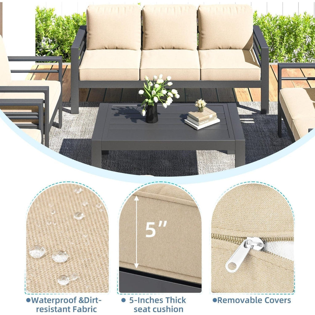 Ensemble de meubles de patio en aluminium AECOJOY 7 pièces Ensemble de conversation d'extérieur