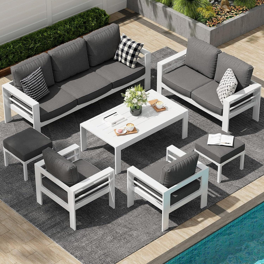 Ensemble de meubles de patio en aluminium AECOJOY 7 pièces Ensemble de conversation d'extérieur
