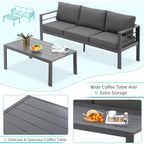 Ensemble de meubles de patio en aluminium AECOJOY 7 pièces Ensemble de conversation d'extérieur