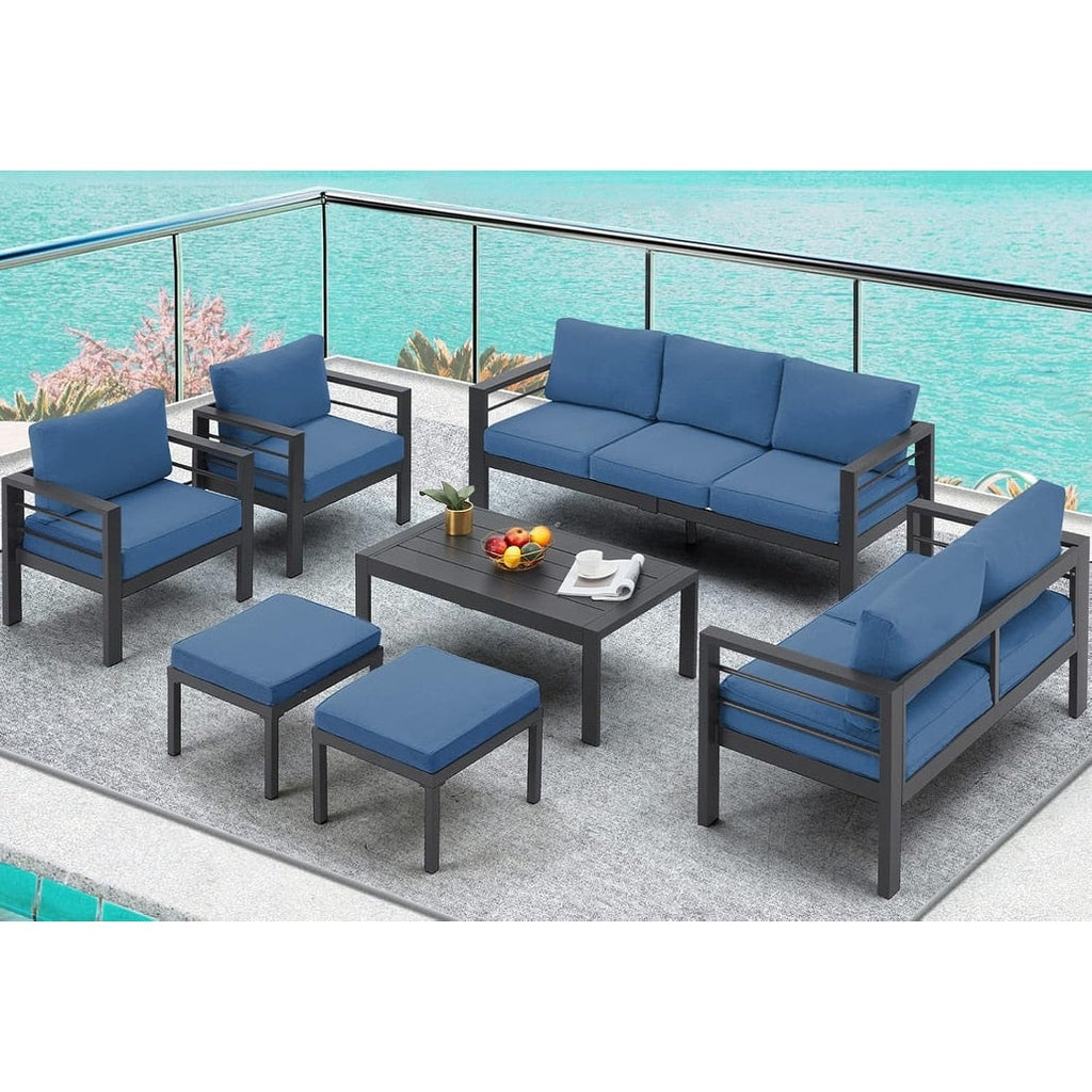 Ensemble de meubles de patio en aluminium AECOJOY 7 pièces Ensemble de conversation d'extérieur