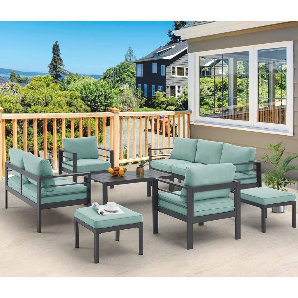 Ensemble de meubles de patio en aluminium AECOJOY 7 pièces Ensemble de conversation d'extérieur