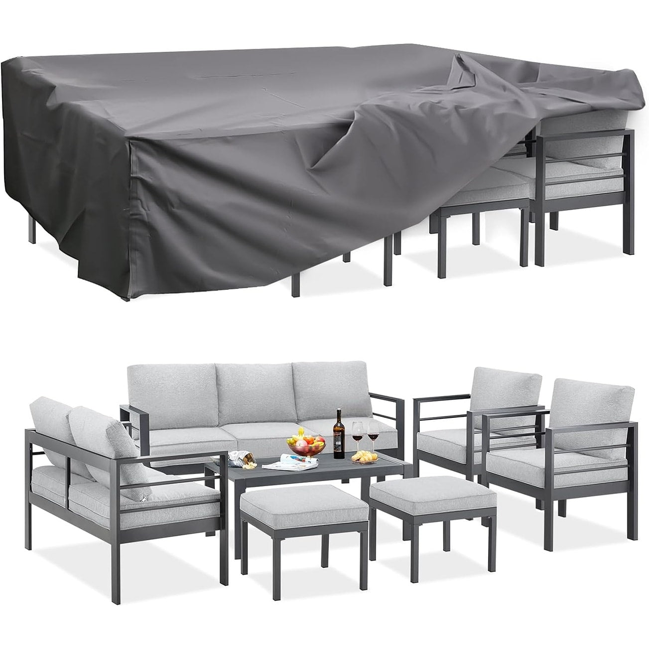 Ensemble de meubles de patio en aluminium AECOJOY 7 pièces Ensemble de conversation d'extérieur