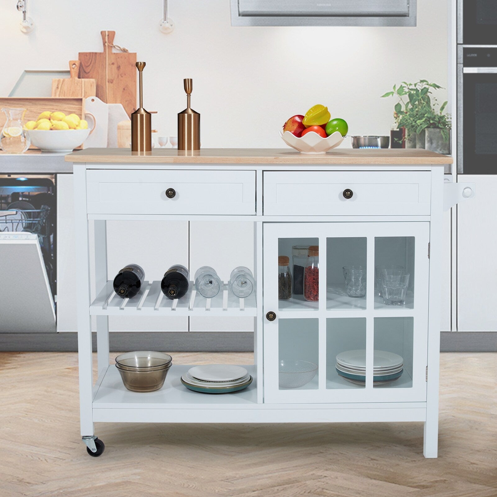 Chariot à roulettes pour îlot de cuisine à micro-ondes AVAWING 42