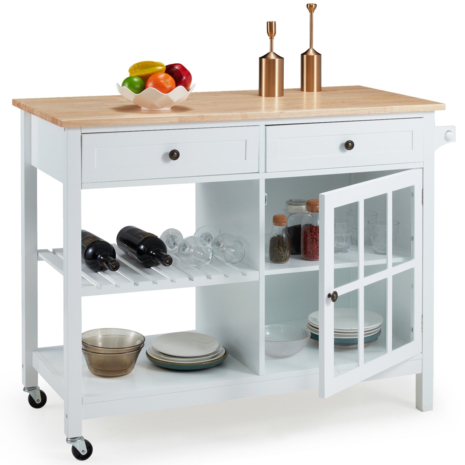 Chariot à roulettes pour îlot de cuisine à micro-ondes AVAWING 42