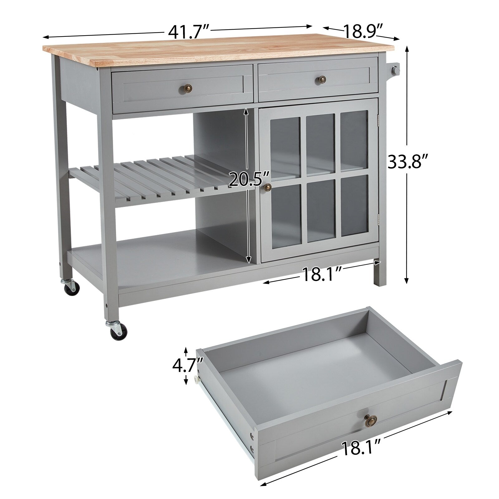 Chariot à roulettes pour îlot de cuisine à micro-ondes AVAWING 42