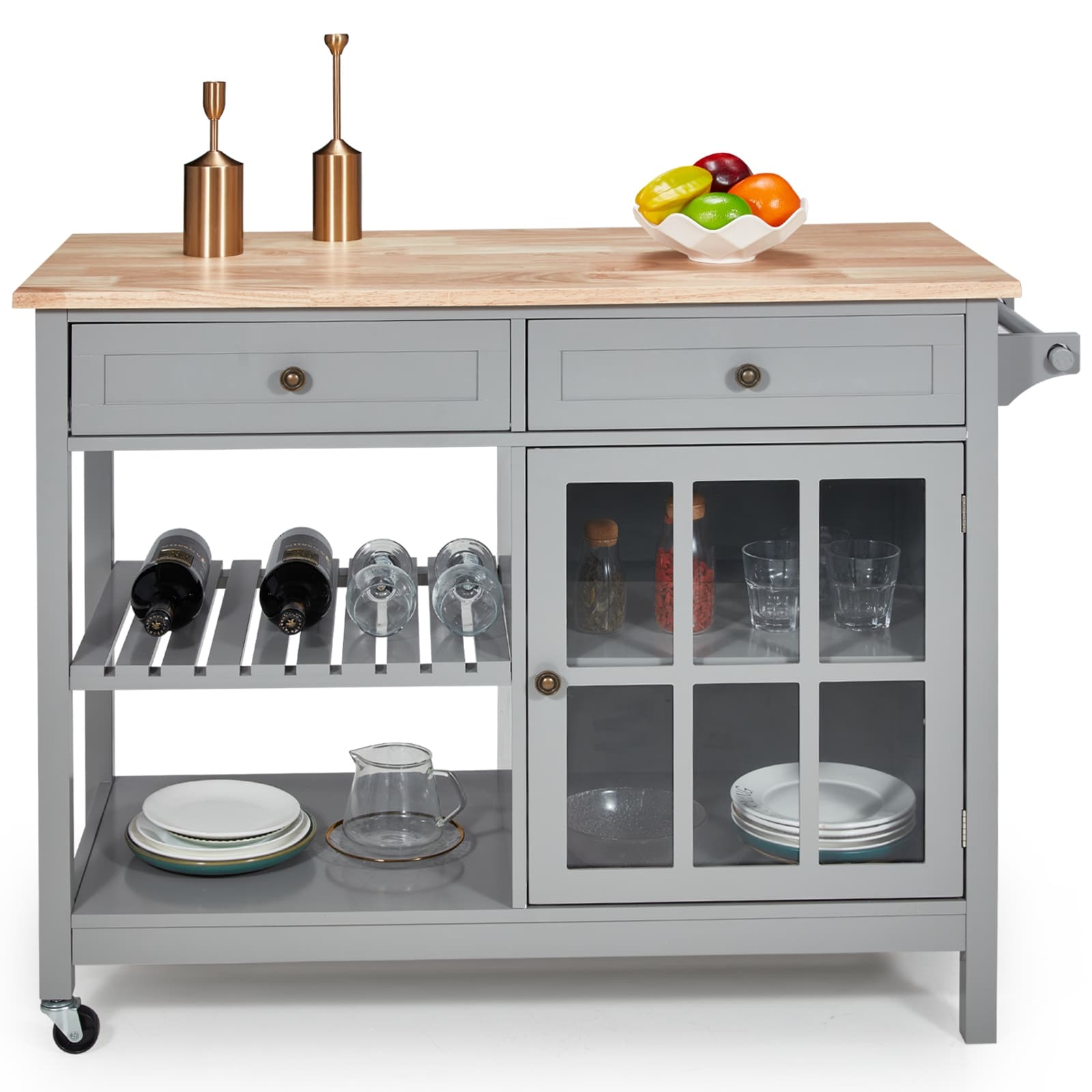Chariot à roulettes pour îlot de cuisine à micro-ondes AVAWING 42