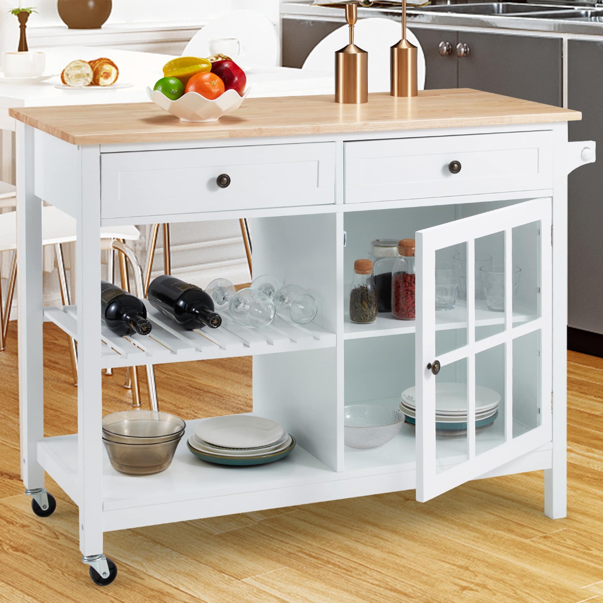 Chariot à roulettes pour îlot de cuisine à micro-ondes AVAWING 42