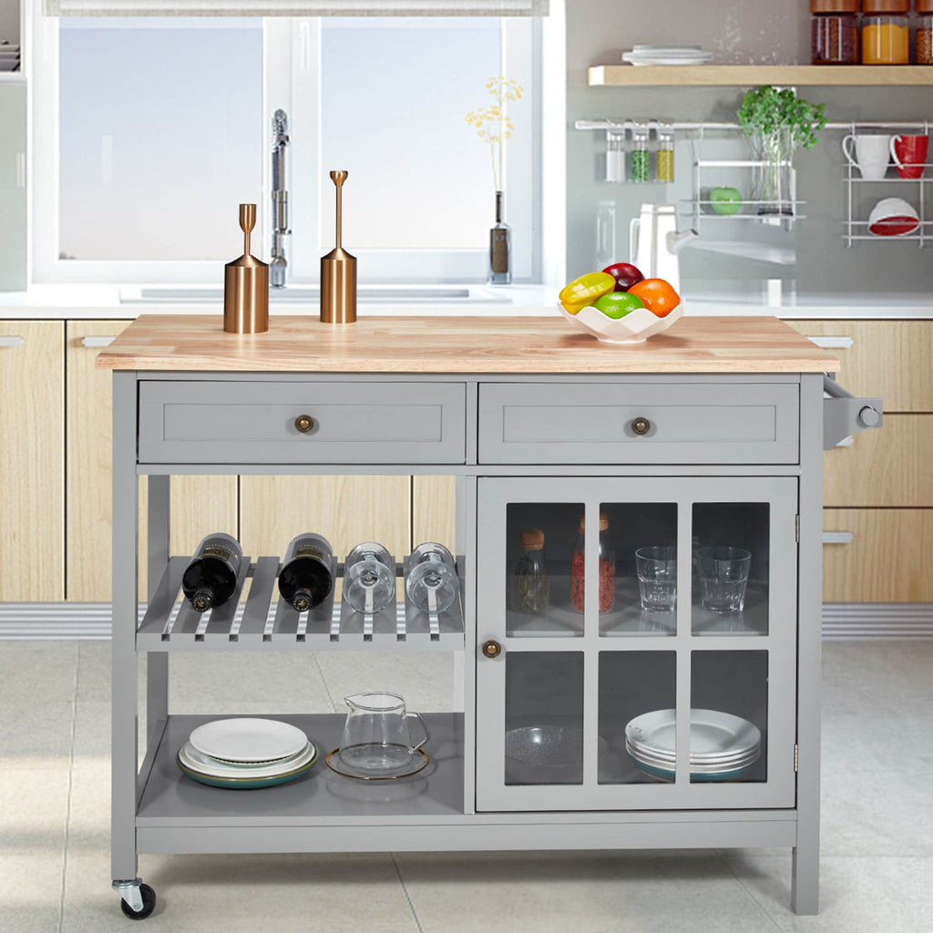 Chariot à roulettes pour îlot de cuisine à micro-ondes AVAWING 42