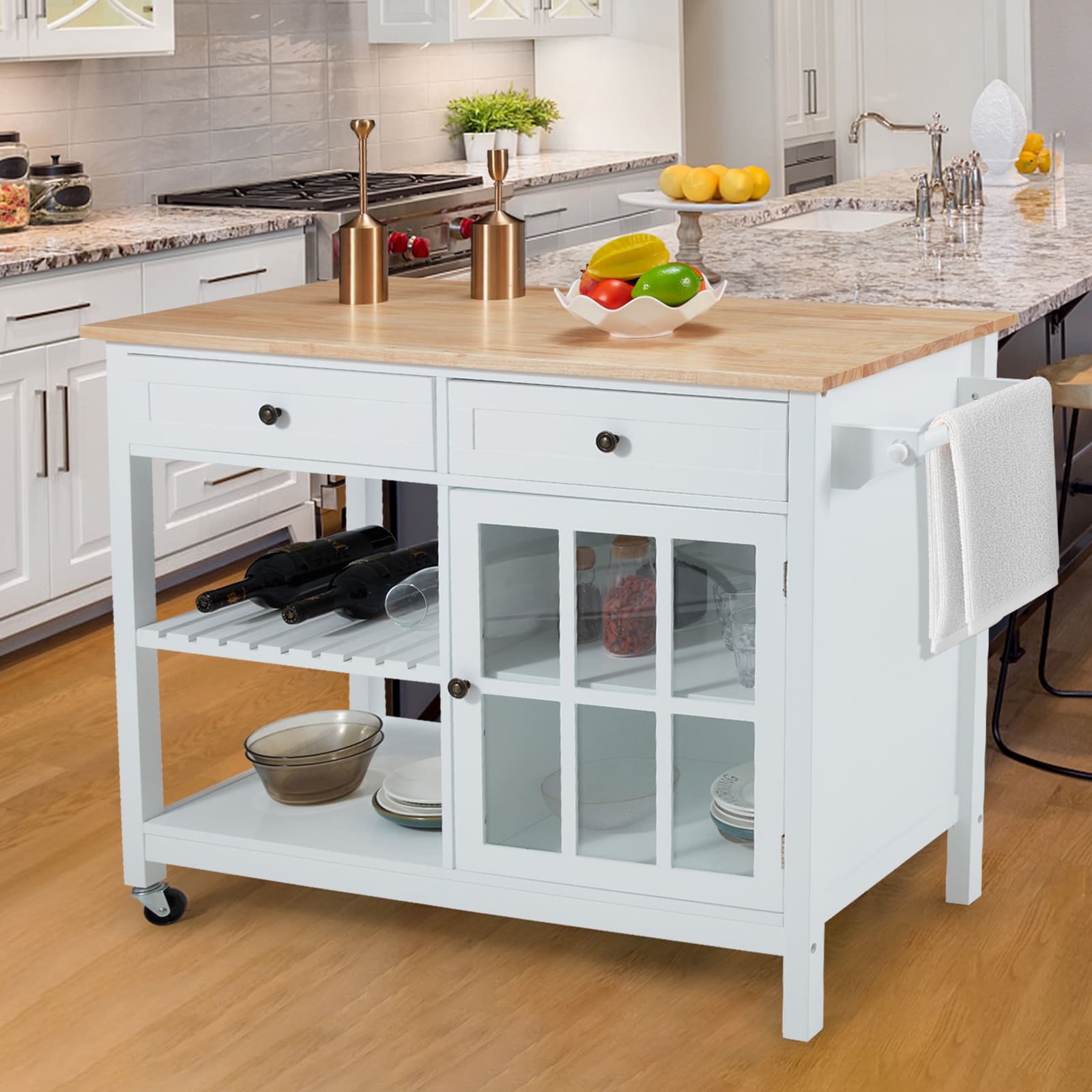 Chariot à roulettes pour îlot de cuisine à micro-ondes AVAWING 42