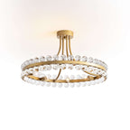Plafonnier semi-encastré en cristal Elvira à 8 lumières, forme de roue de chariot