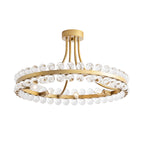 Plafonnier semi-encastré en cristal Elvira à 8 lumières, forme de roue de chariot