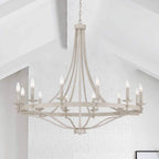 Lustre Empire à 12 lumières de style ferme moderne Fidenza avec roue de chariot et UL - D40'' * H135''
