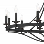 Lustre Empire à 12 lumières de style ferme moderne Fidenza avec roue de chariot et UL - D40'' * H135''