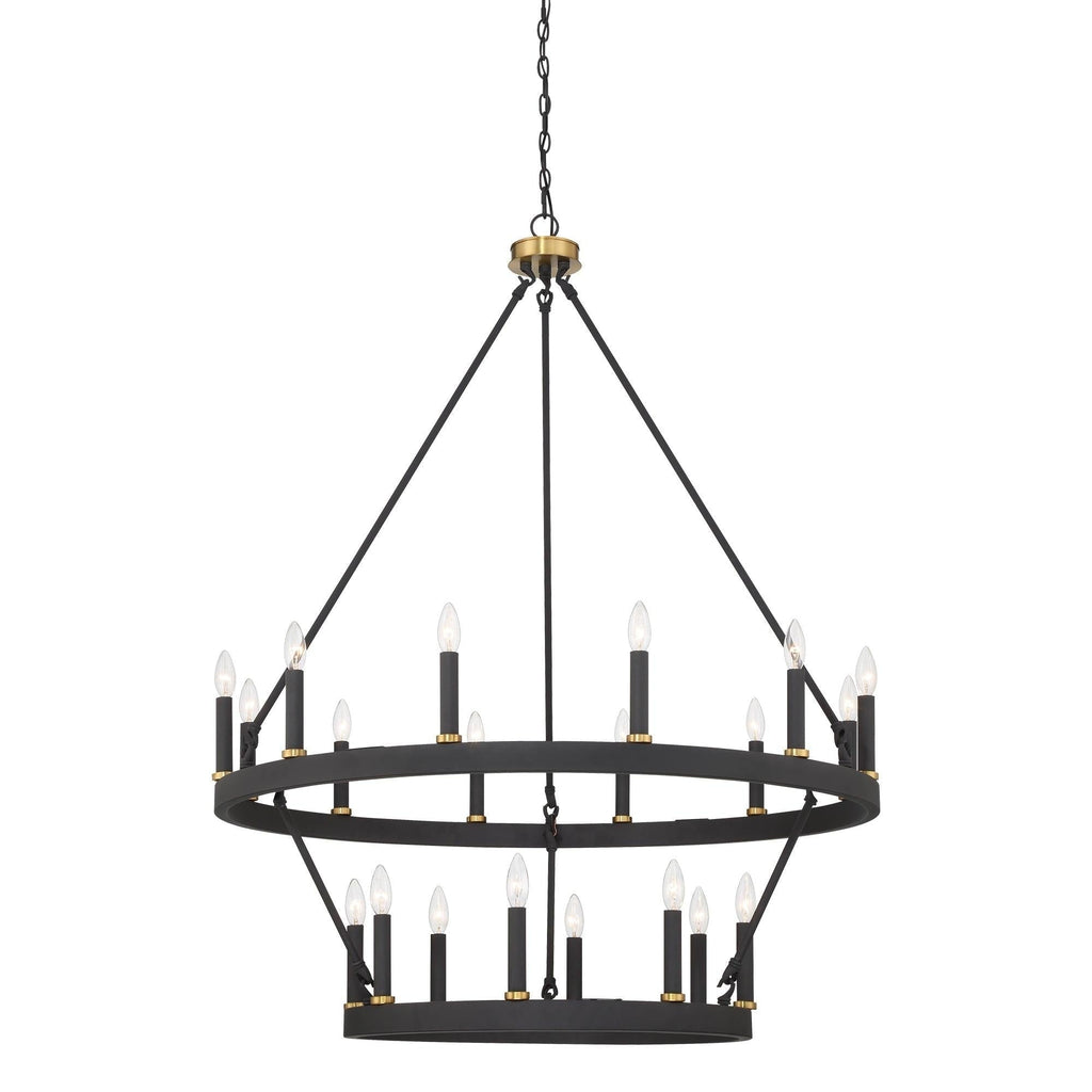 Lustre rond en forme de roue de chariot de style ferme moderne Acroma à 20 lumières de 40 po avec UL