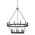 Lustre rond en forme de roue de chariot de style ferme moderne Acroma à 20 lumières de 40 po avec UL