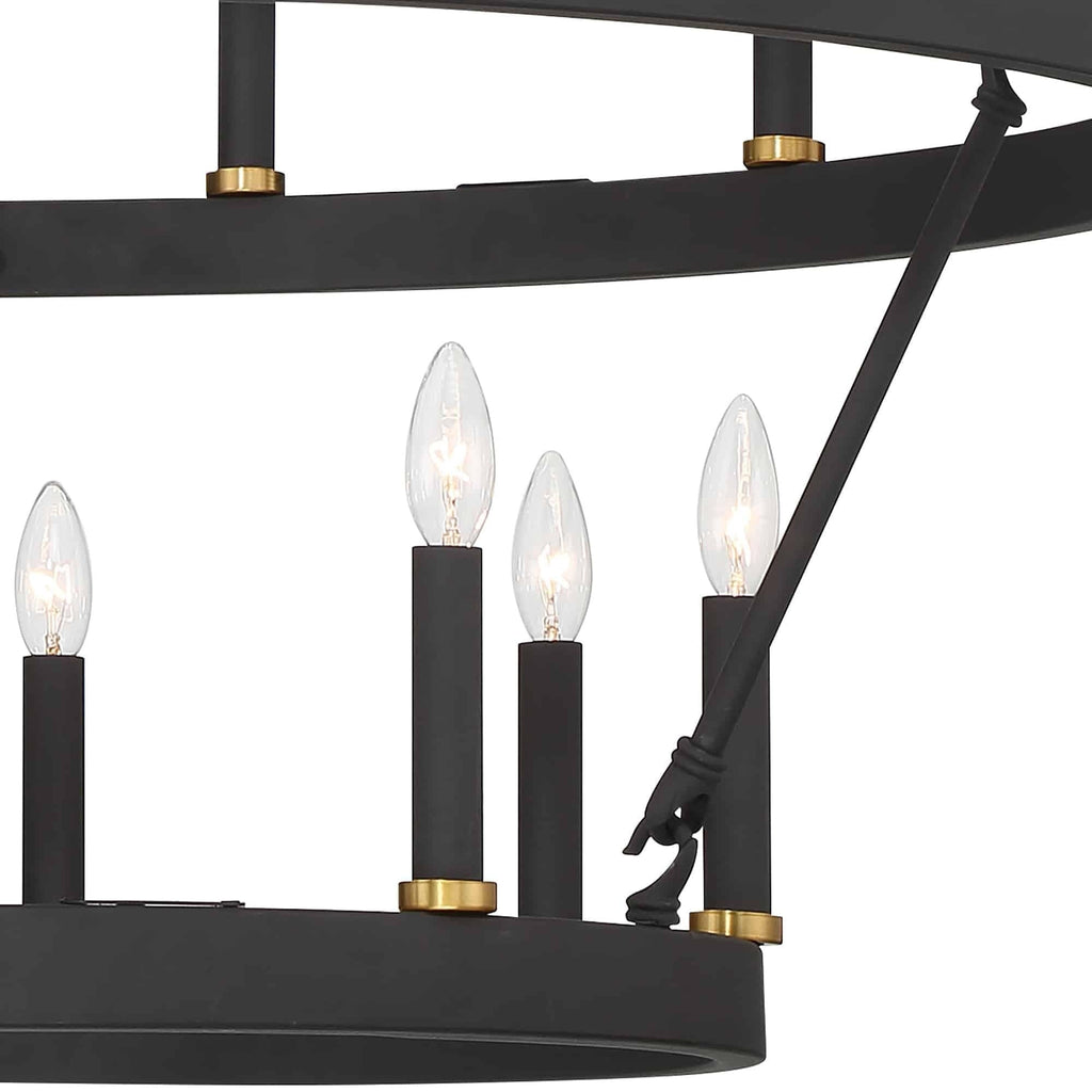 Lustre rond en forme de roue de chariot de style ferme moderne Acroma à 20 lumières de 40 po avec UL