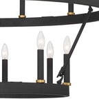 Lustre rond en forme de roue de chariot de style ferme moderne Acroma à 20 lumières de 40 po avec UL