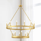 Lustre rond en forme de roue de chariot de style ferme moderne Acroma à 20 lumières de 40 po avec UL